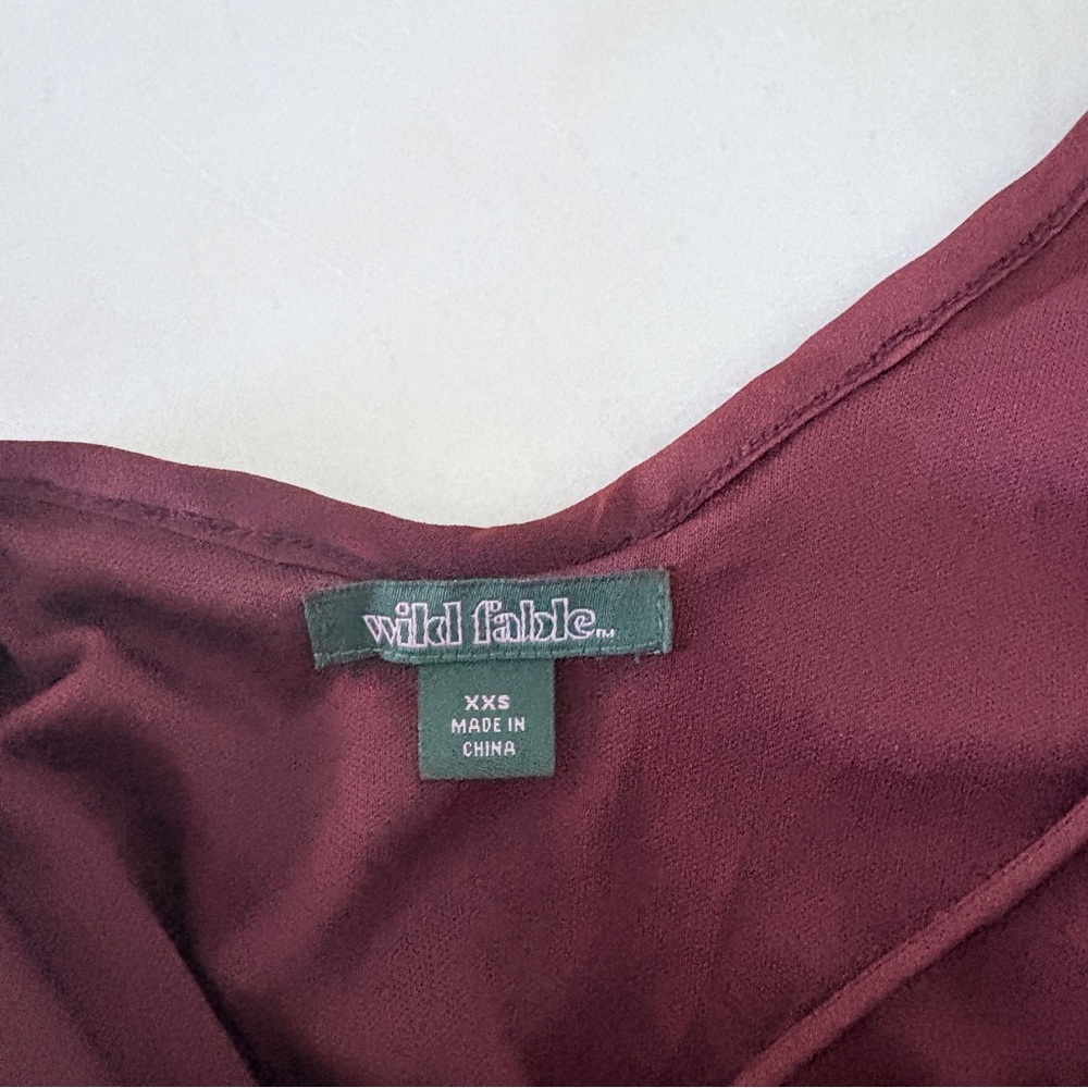 Burgundy Sequin Mini Dress - Sparkle Cocktail Party Dress |Size XXS - Picture 8 of 9